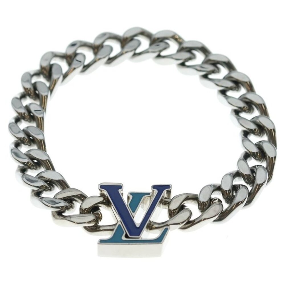 Louis Vuitton LV Initial Bracelet Chain Blue Silver Metal Silver-blue